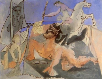 Minotaure mourant Composition 1936 Cubists Oil Paintings